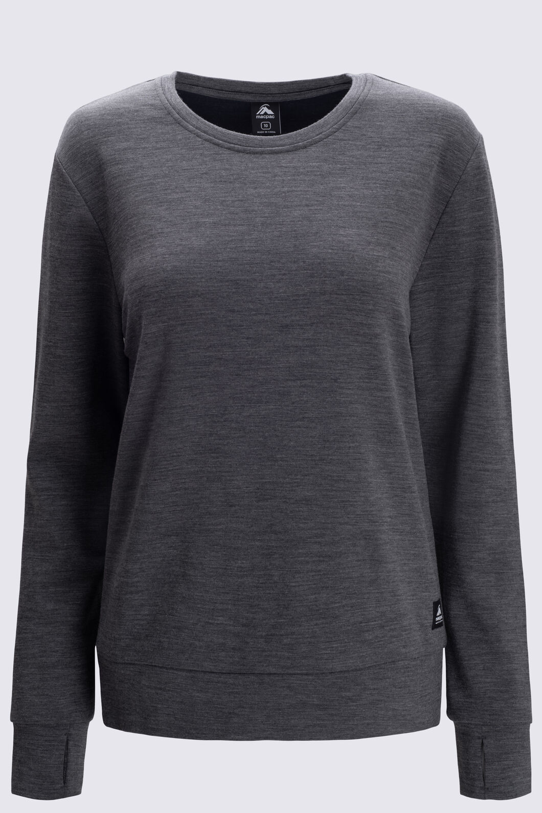 Macpac Women's 280 Merino Blend Long Sleeve Crew, Grey Marle, hi-res