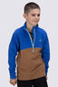 Macpac Kids' Ruru Fleece Pullover, Dazzling Blue/Toasted Coconut, hi-res