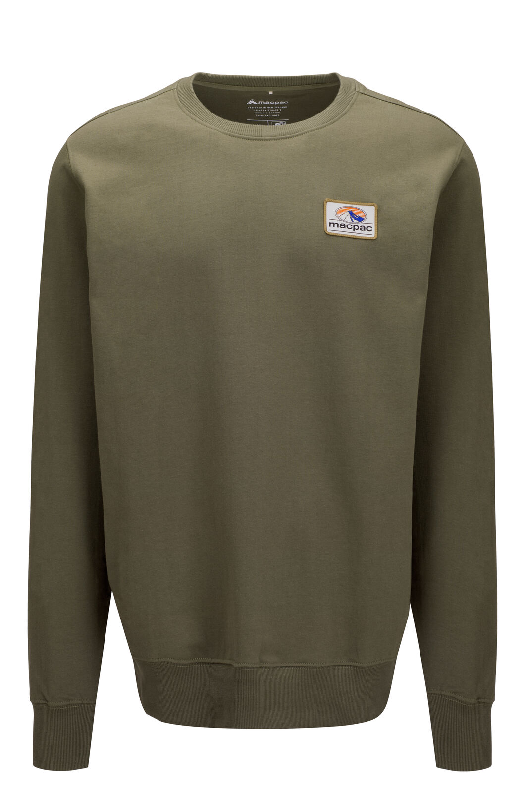 Macpac Men's Fairtrade Organic Cotton Crew, Deep Lichen Green, hi-res