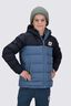 Macpac Kids' Halo Hooded Down Jacket, Black/Bering Sea, hi-res