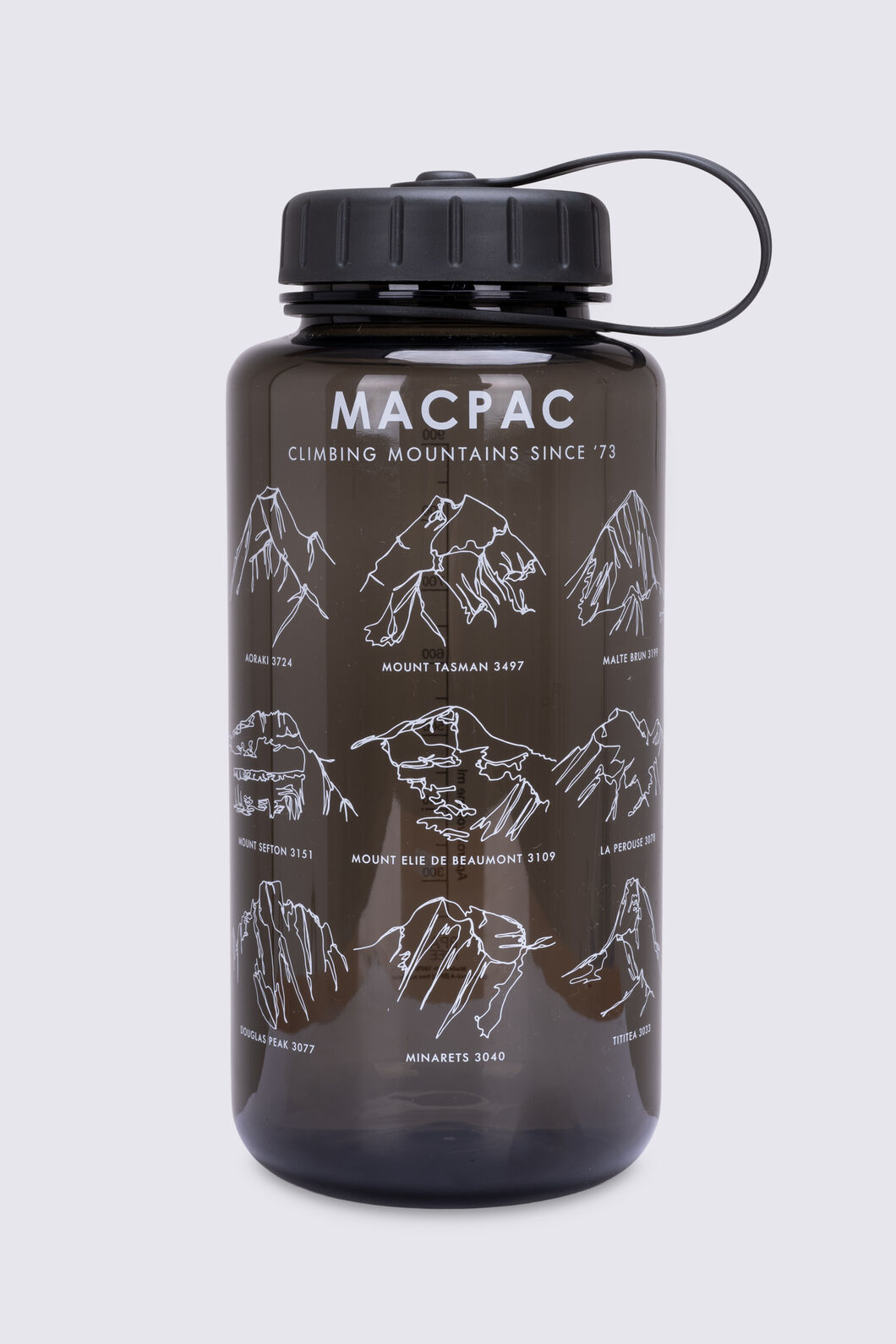 Macpac Water Bottle &mdash; 1L, Mountains Forged Iron, hi-res