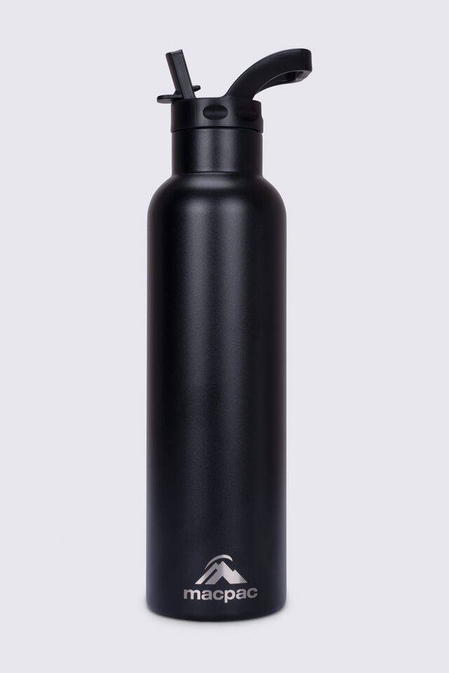 Macpac Insulated Standard Bottle with Straw Lid — 630ml, Black, view 1
