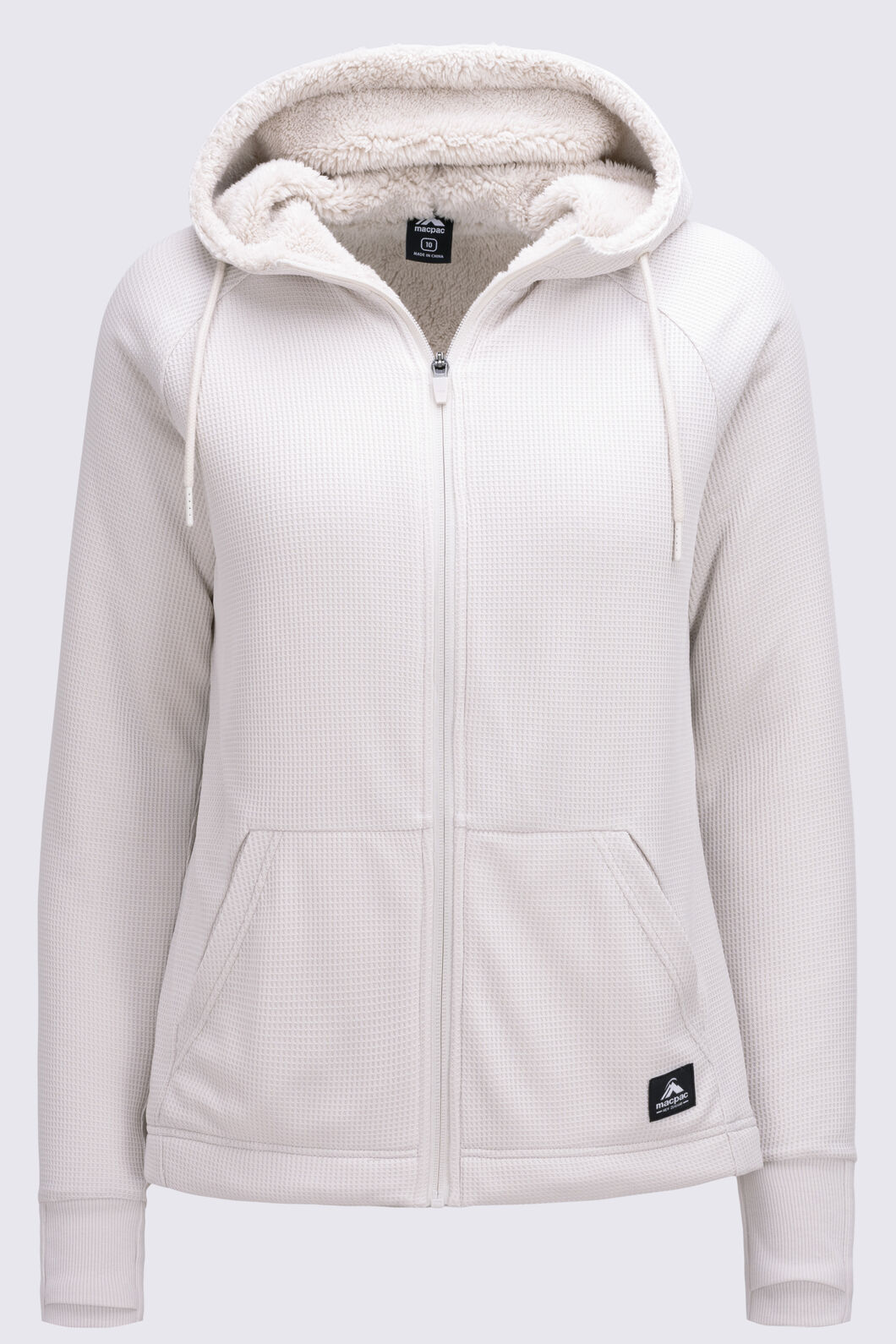 Macpac Women's Waffle Sherpa Hooded Jacket, Moonbeam, hi-res