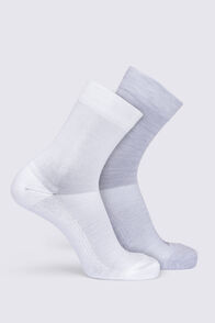 Macpac Everyday Crew Sock — 2 Pack, Grey/White, hi-res