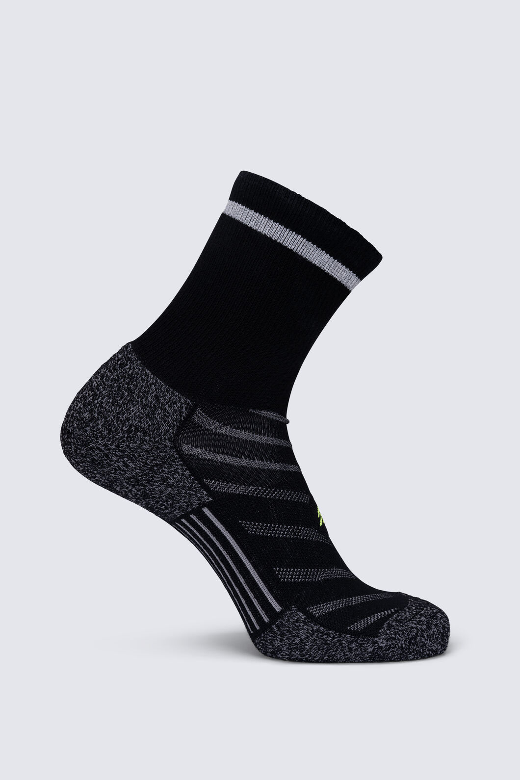 Macpac Merino Blend Reflective Trail Crew Sock, Black, hi-res