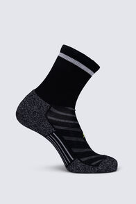 Macpac Merino Blend Reflective Trail Crew Sock, Black, hi-res