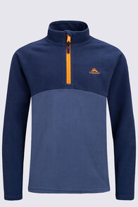 Macpac Kids' Ruru Fleece Pullover, Navy Iris/Vintage Indigo, hi-res