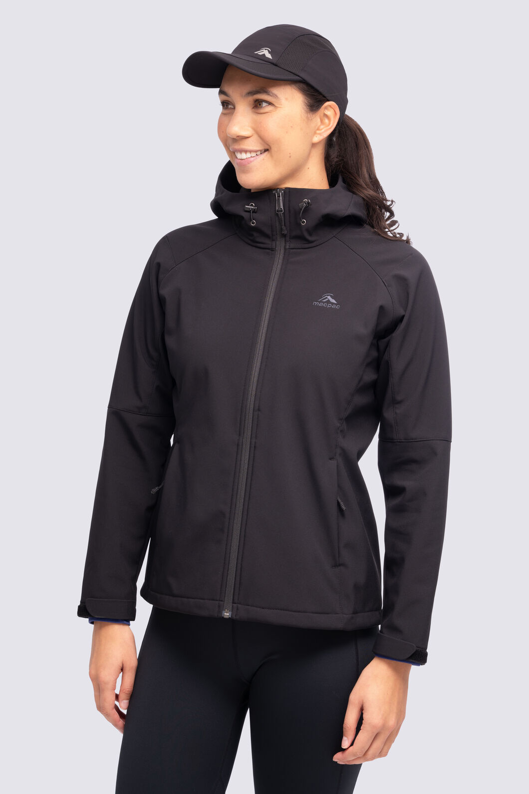Macpac Women's Sabre Hooded Softshell Jacket, Black, hi-res
