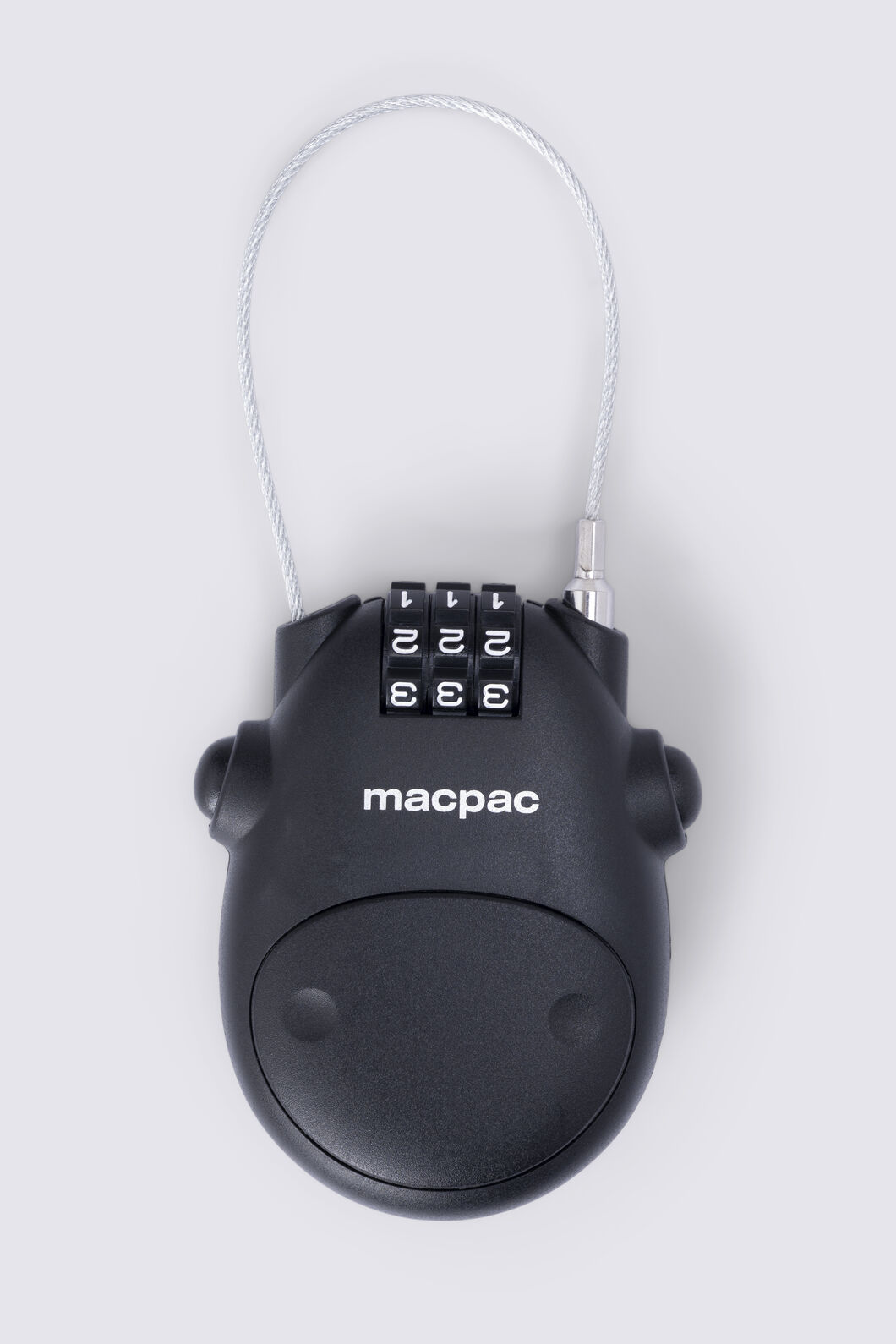 Macpac 3-dial Retractable Cable Padlock, Black, hi-res