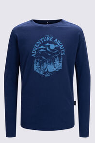 Macpac Kids' Adventure Awaits Long Sleeve T-Shirt, Naval Academy, hi-res