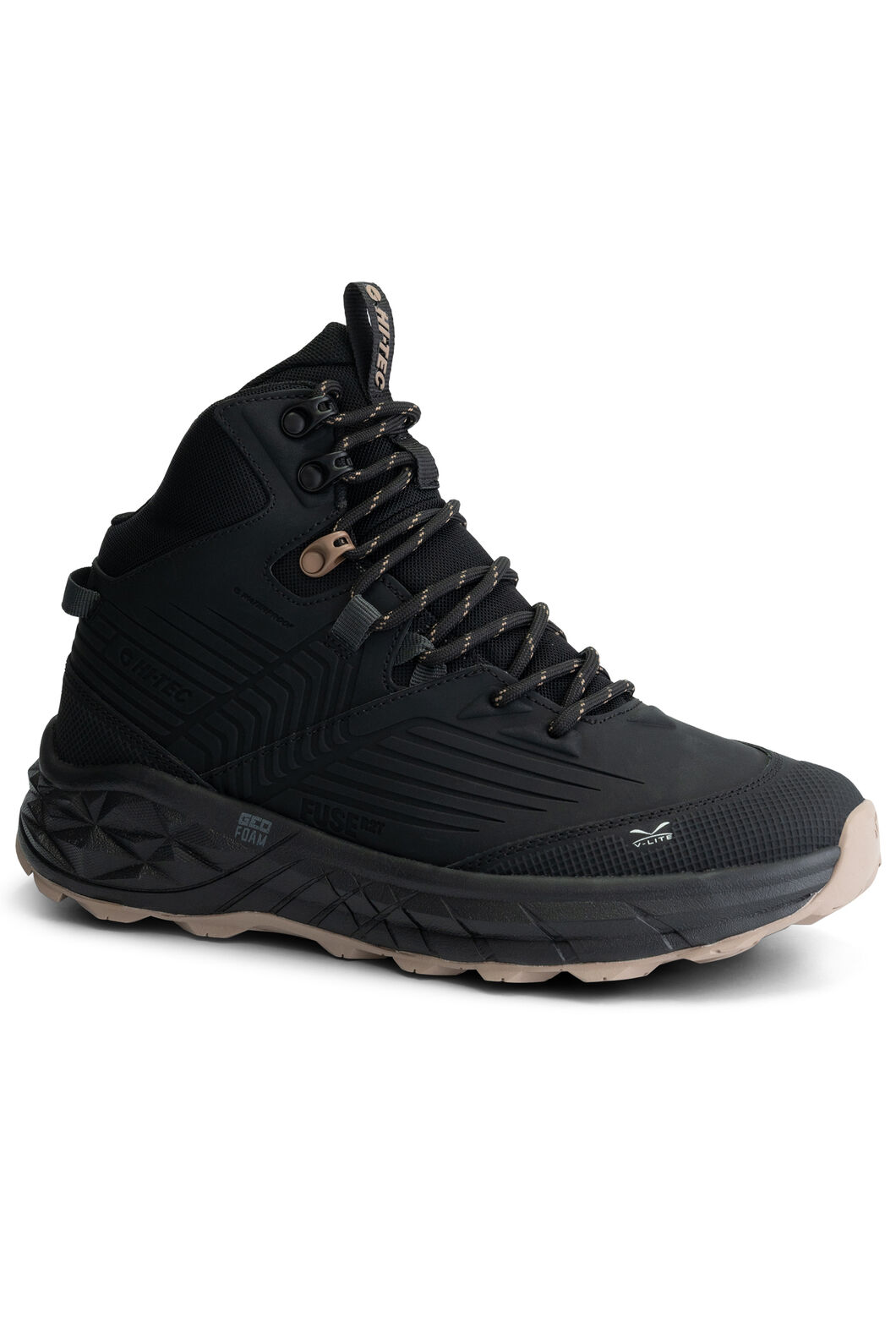 Hi-Tec Women's Geo Fuse Trek Mid WP Outdoor Shoes, Black/Warm Taupe, hi-res