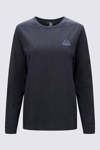 Macpac Women's Vintage Embroidered Fairtrade Organic Cotton Long Sleeve T-Shirt, BLACK MARLE, hi-res