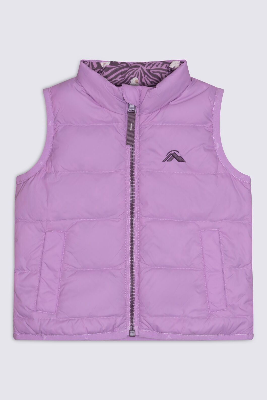 Macpac Baby Down Vest, Orchid/Yeti Mountain Print, hi-res