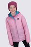 Macpac Kids' Pulsar Alpha Hooded Insulated Jacket, Biscay Blue/Lilac Rose Print, hi-res