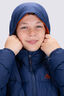 Macpac Kids' Halo Hooded Down Jacket, Naval Academy/Rust, hi-res