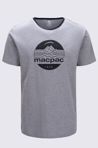 Macpac Retro Fairtrade Organic Cotton Tee — Men's, Grey Marle/Black, hi-res