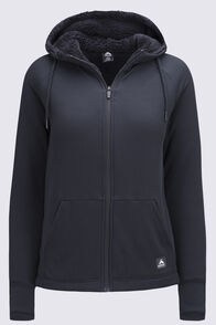Macpac Women's Waffle Sherpa Hooded Jacket, Black, hi-res