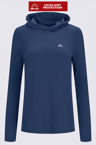 Macpac Women's brrr° Hooded Long Sleeve T-Shirt, Naval Academy, hi-res