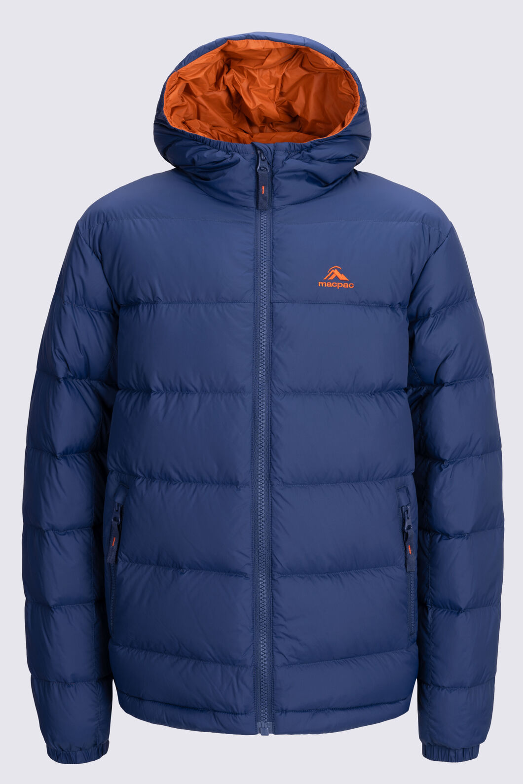 Macpac Kids' Halo Hooded Down Jacket, Naval Academy/Rust, hi-res