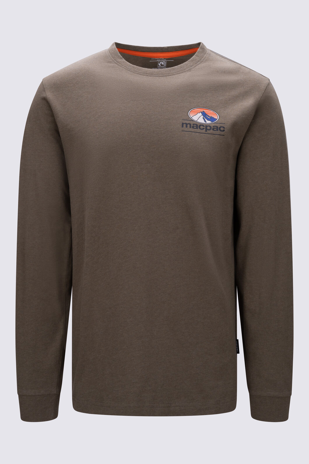 Macpac Men's Heritage Badge Fairtrade Organic Cotton Long Sleeve T-Shirt, Stone Grey Marle, hi-res