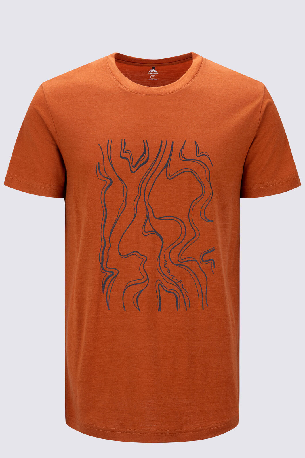Macpac Men&rsquo;s Braided River Merino 180 T-Shirt, Bombay Brown, hi-res