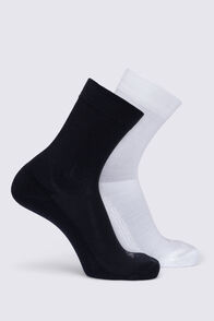 Macpac Everyday Crew Sock — 2 Pack, Black/White, hi-res