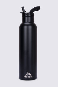 Macpac Insulated Standard Bottle with Straw Lid — 630ml, Black, hi-res