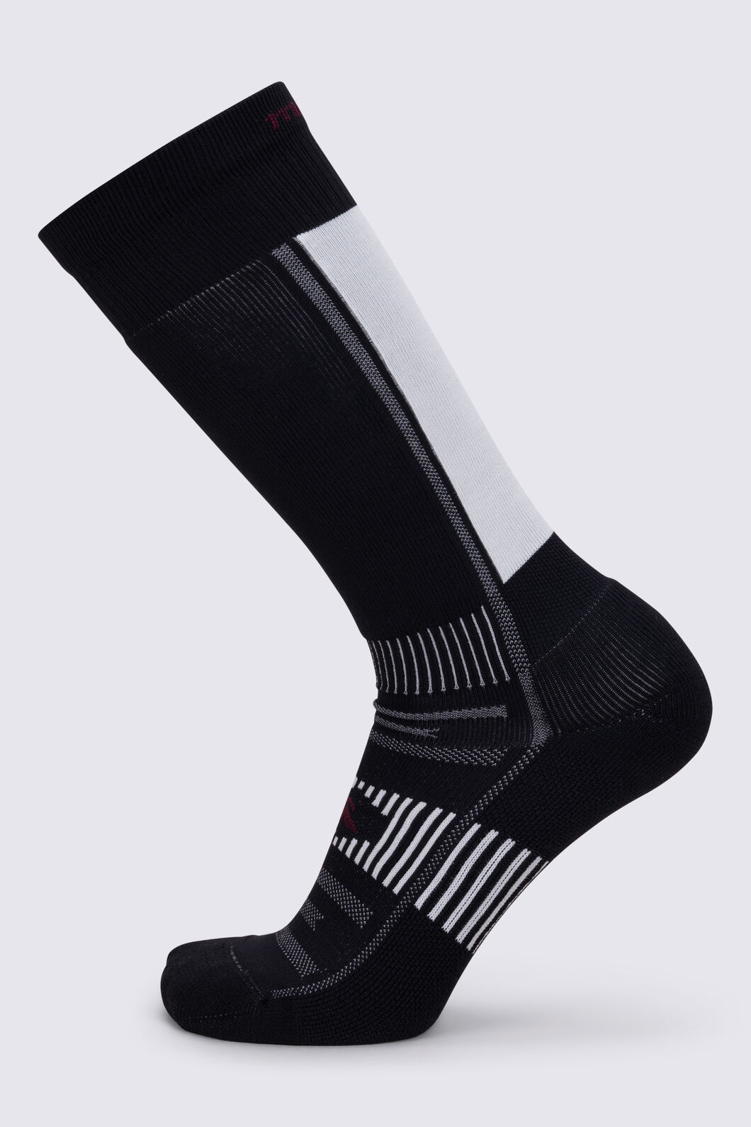 Macpac Tech Ski Sock, Black/Vapour/New Maroon, hi-res