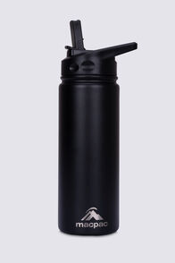 Macpac Insulated Wide Mouth Bottle with Straw Lid — 530ml, Black, hi-res