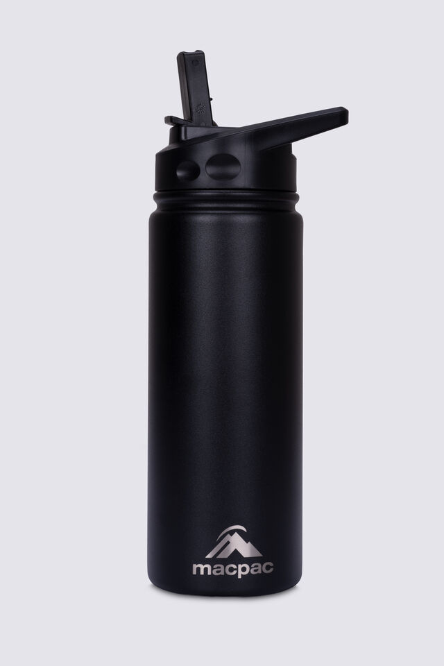 Macpac Insulated Wide Mouth Bottle with Straw Lid — 530ml, Black, view 1