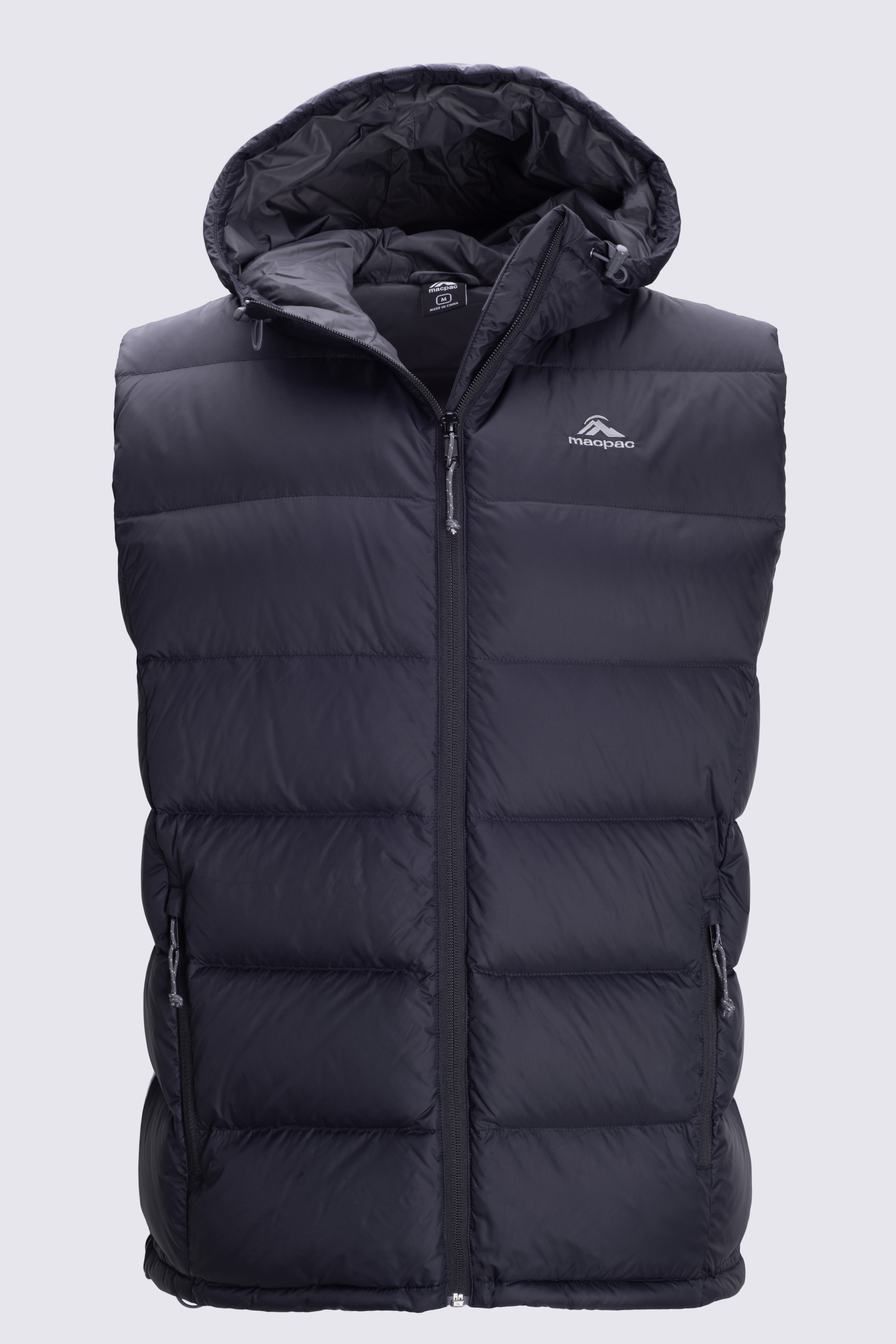 Mens down vest deals with hood