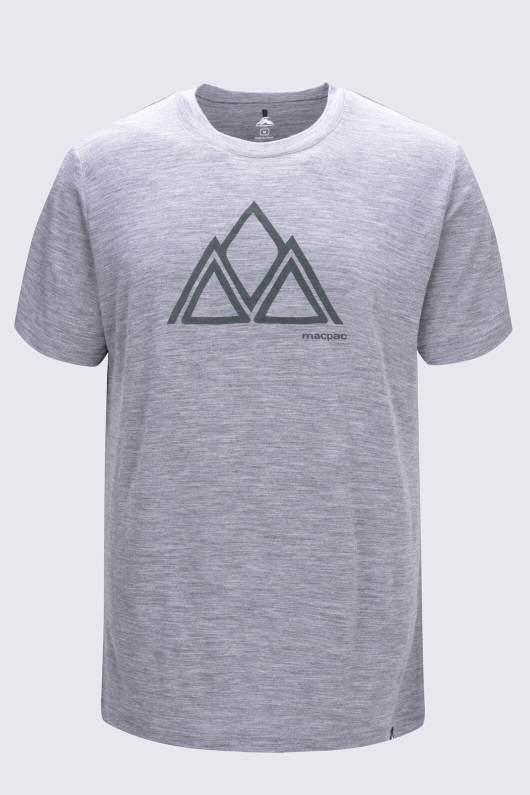 Macpac Men's 180 Merino T-Shirt, Grey Marle/Kombu Green, hi-res
