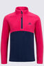 Macpac Kids' Ruru Fleece Pullover, Raspberry/Navy, hi-res