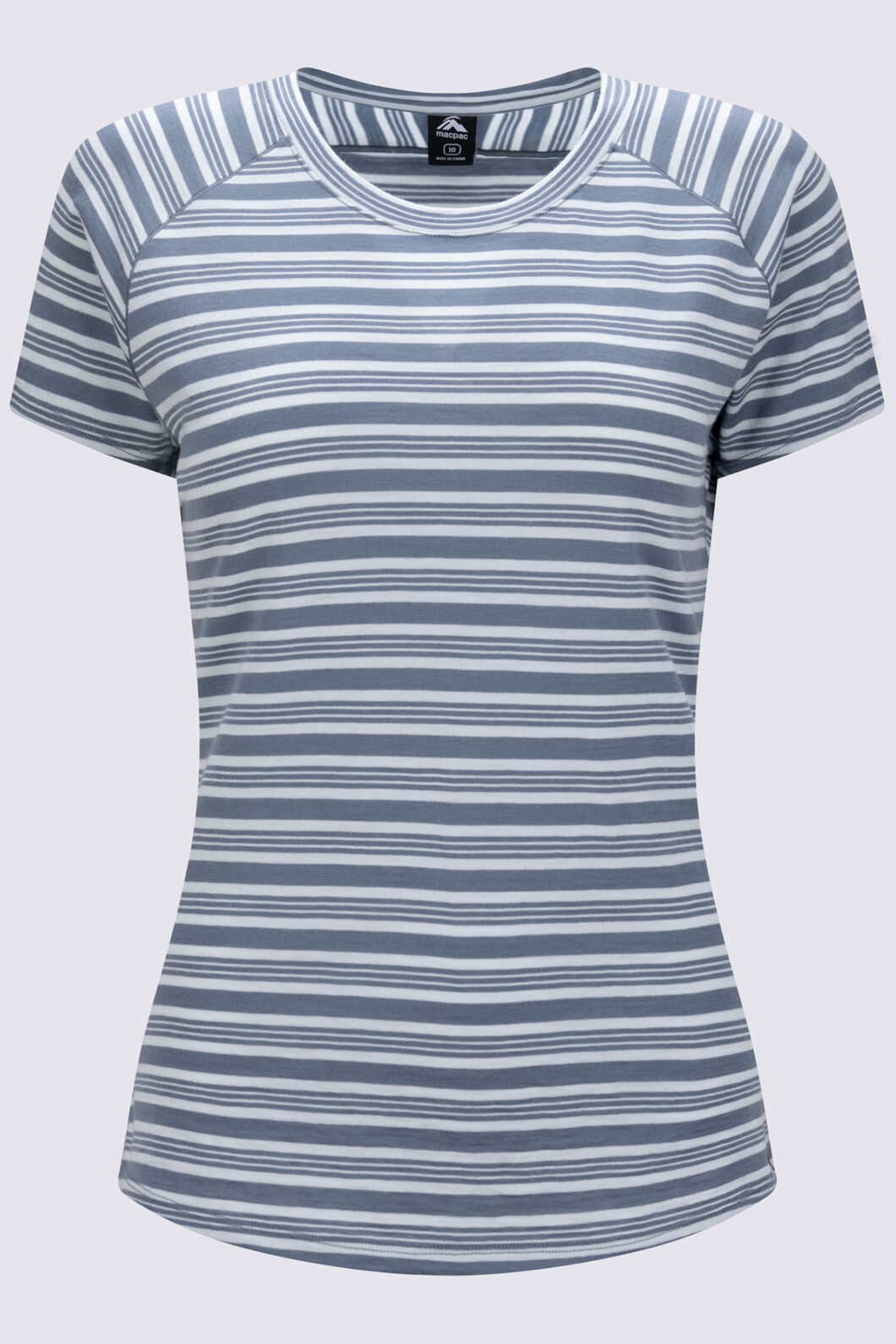 Macpac Women's Ella 180 Merino T-Shirt, Surf Spray Stripe, hi-res