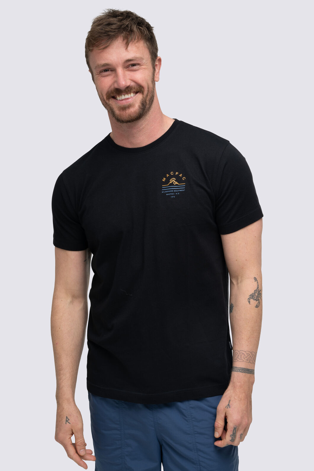 Macpac Men's Alps Fairtrade Organic Cotton Short Sleeve T-Shirt, Black, hi-res