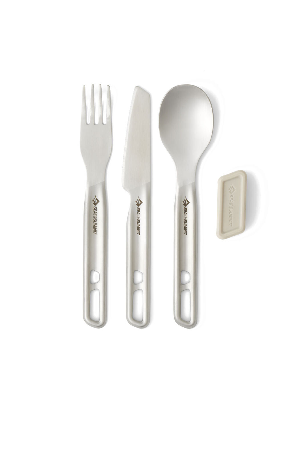 Sea to Summit Detour Stainless Steel Cutlery Set &mdash; 3 Piece, Steel/Laurel Wreath, hi-res