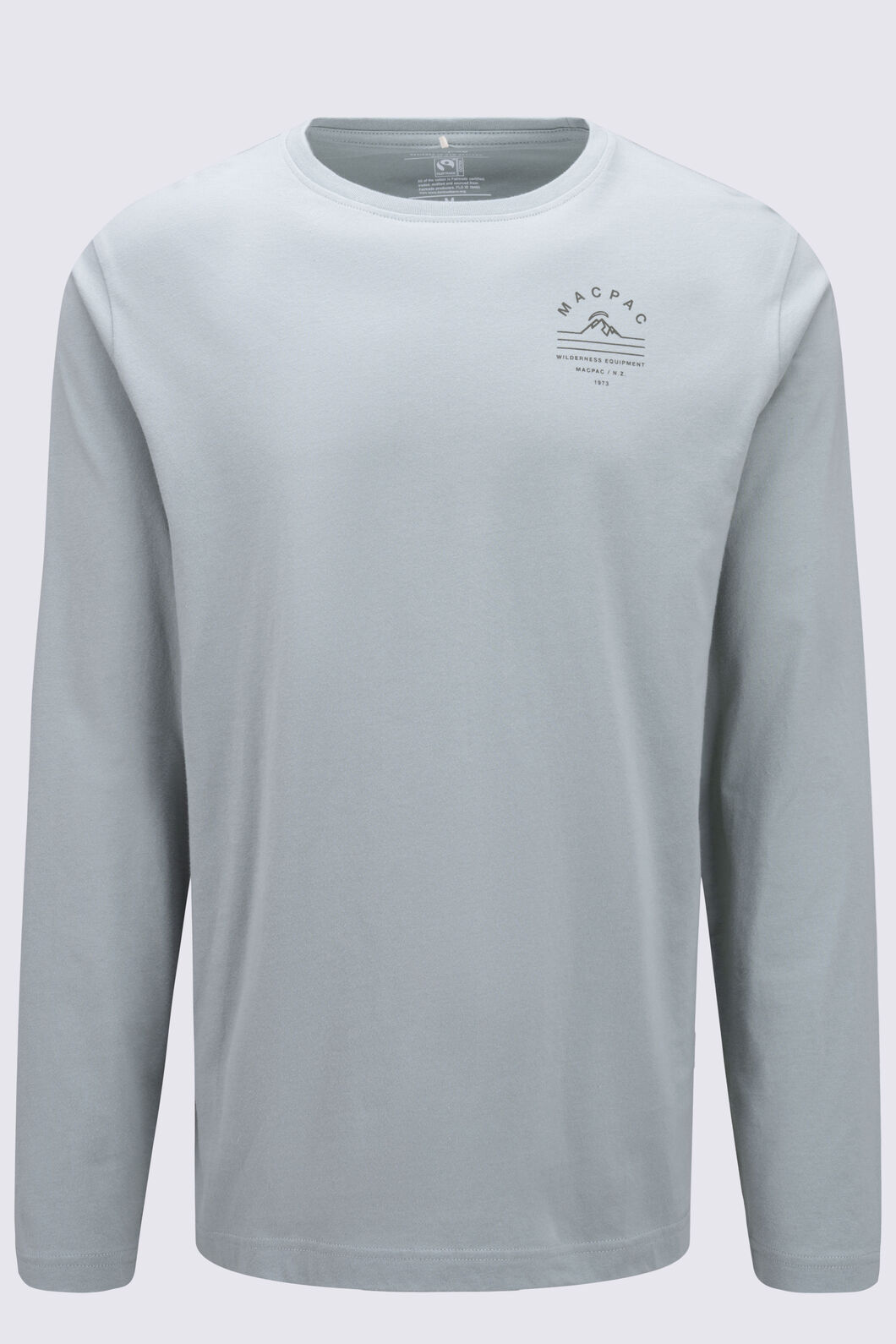 Macpac Men's Alps Fairtrade Organic Cotton Long Sleeve T-Shirt, Slate Grey, hi-res