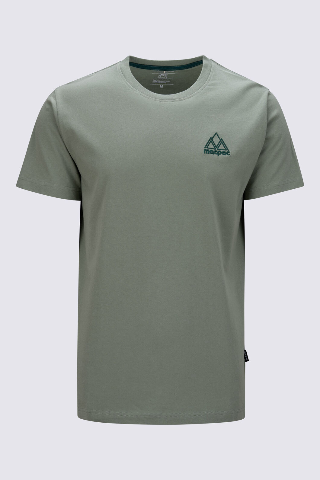 Macpac Men's Vintage Embroidered Fairtrade Organic Cotton Short Sleeve T-Shirt, Hedge Green, hi-res