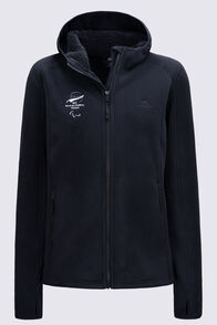 Macpac Paralympics Women’s Mountain Hooded Fleece Jacket, Black, hi-res