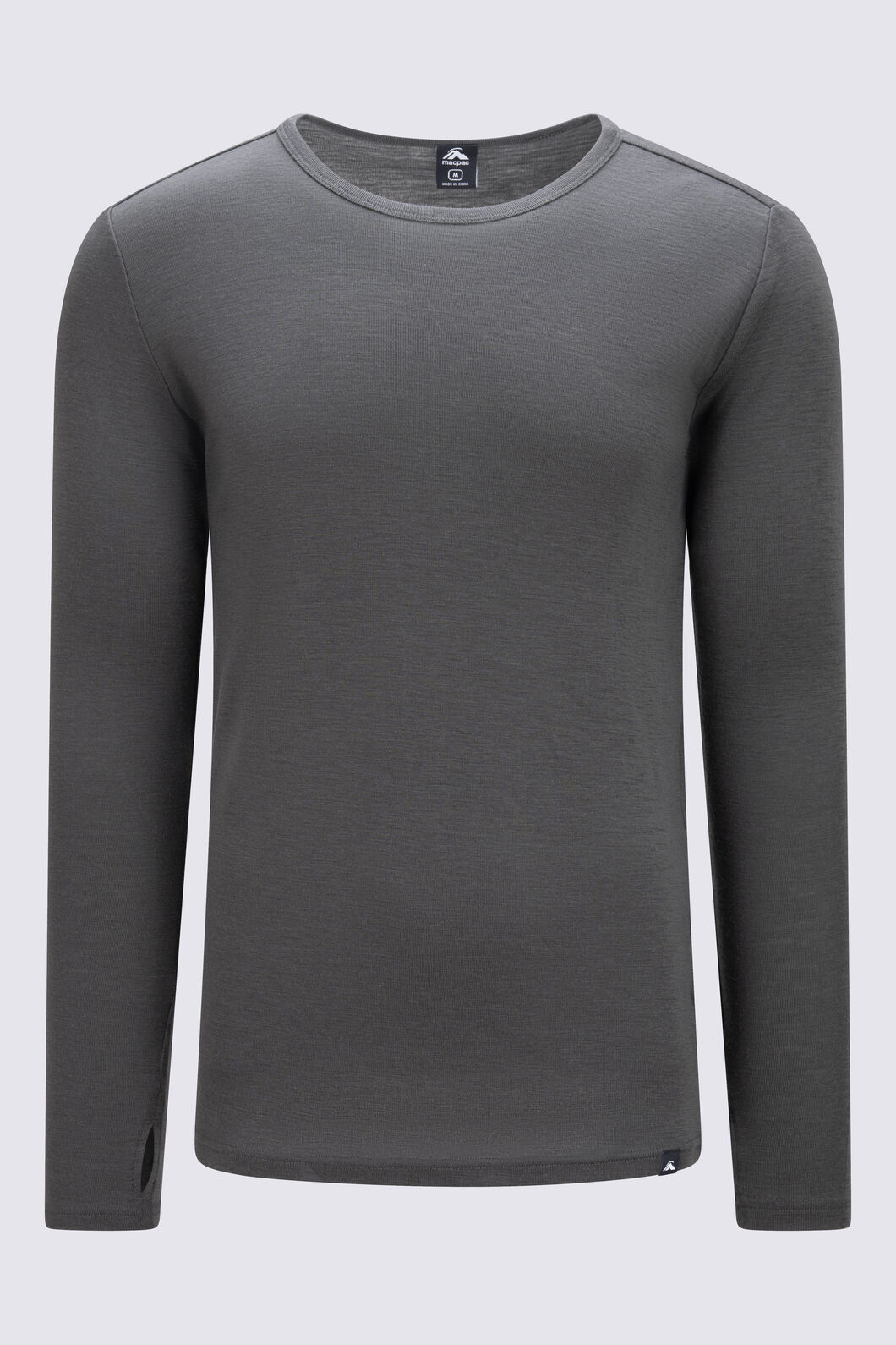 Macpac Men's 220 Merino Long Sleeve Top, Beluga, hi-res