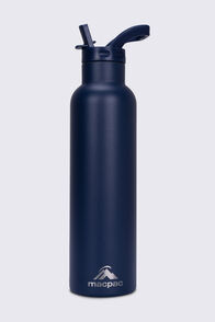 Macpac Insulated Standard Bottle with Straw Lid — 630ml, Navy, hi-res