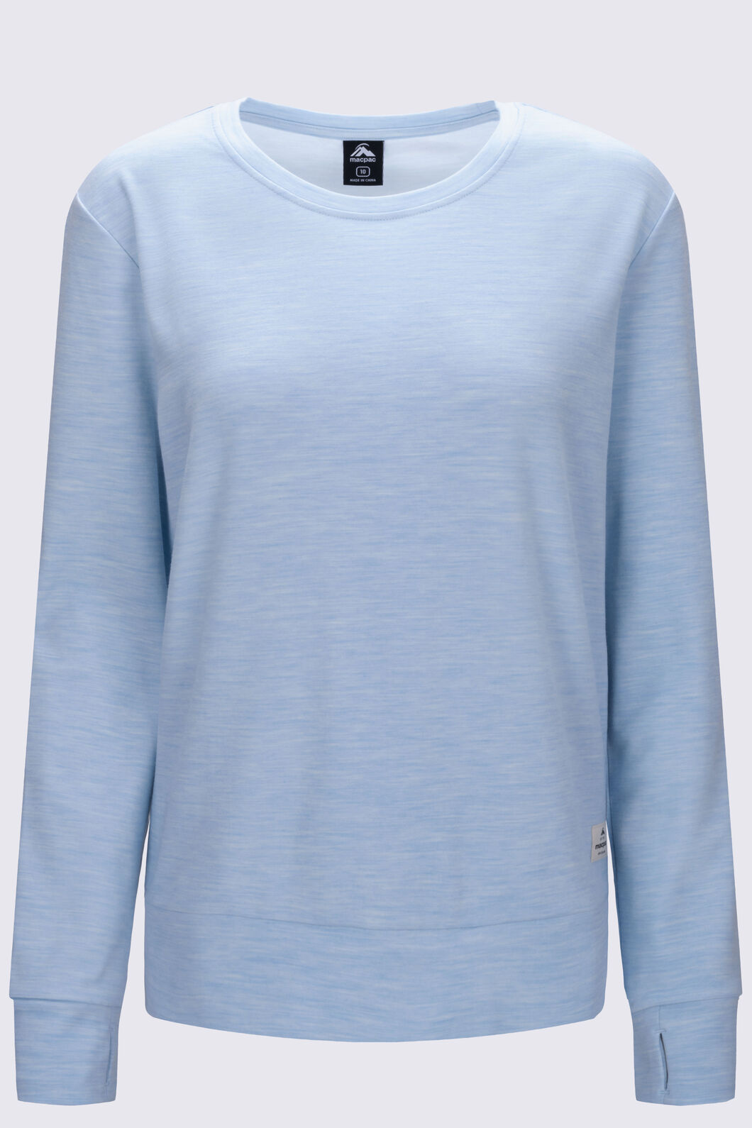 Macpac Women's 280 Merino Blend Long Sleeve Crew, Cerulean Marle, hi-res