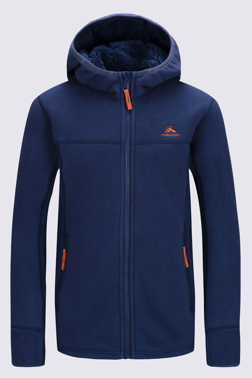 Macpac Kids' Mini Mountain Fleece Hoodie, Navy Iris, hi-res