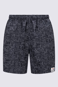 Macpac Men's Winger Shorts, Black/Asphalt Print, hi-res