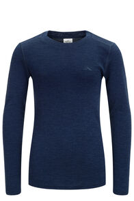 Macpac Kids' 220 Merino Long Sleeve Top, Peacoat Marle, hi-res