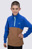 Macpac Kids' Ruru Fleece Pullover, Dazzling Blue/Toasted Coconut, hi-res