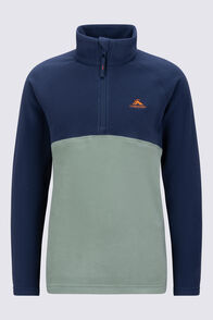 Macpac Kids' Ruru Fleece Pullover, Navy/Hedge Green, hi-res