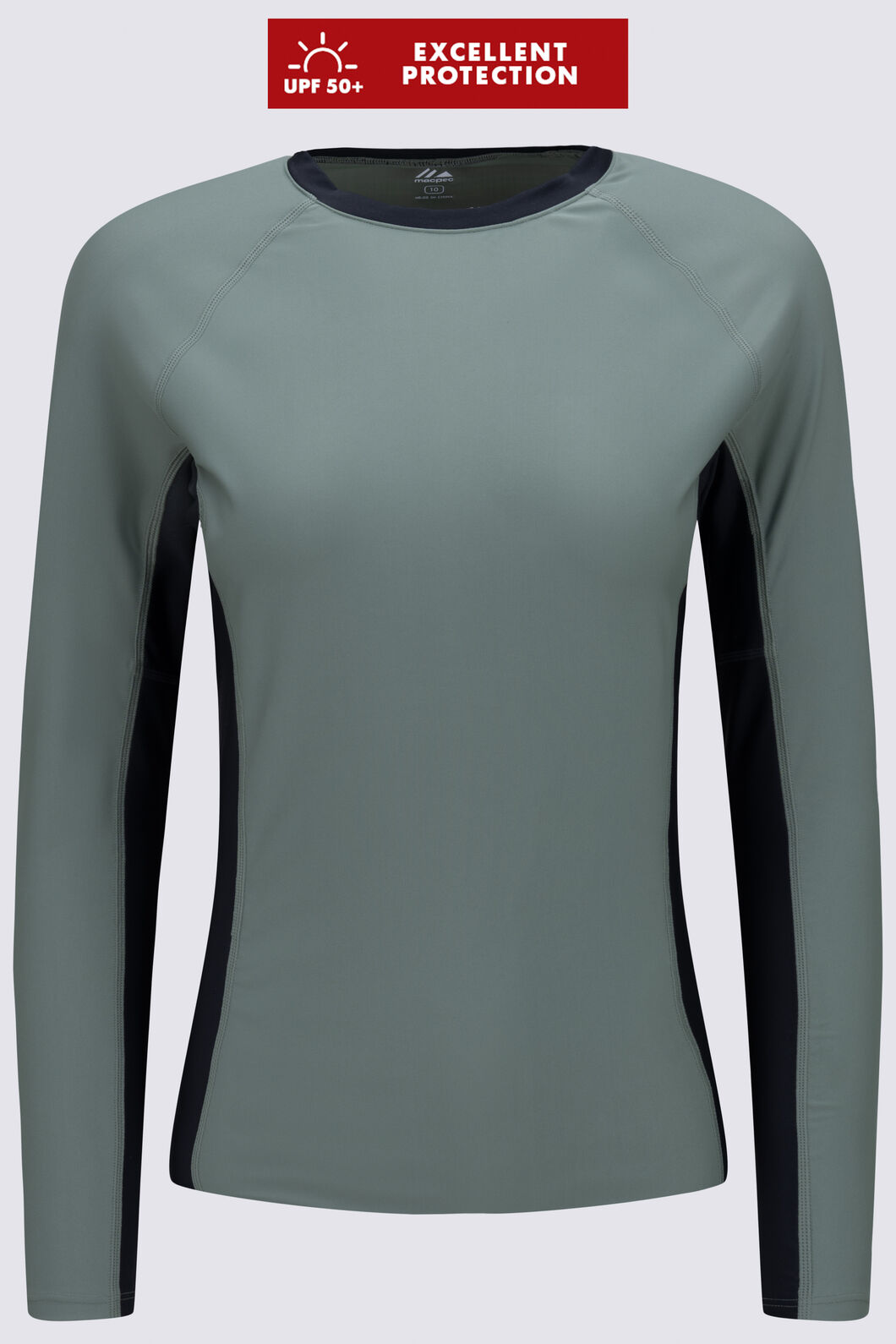 Macpac Women's Long Sleeve Rash Top, Black/Duck Green, hi-res