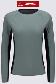 Macpac Women's Long Sleeve Rash Top, Black/Duck Green, hi-res