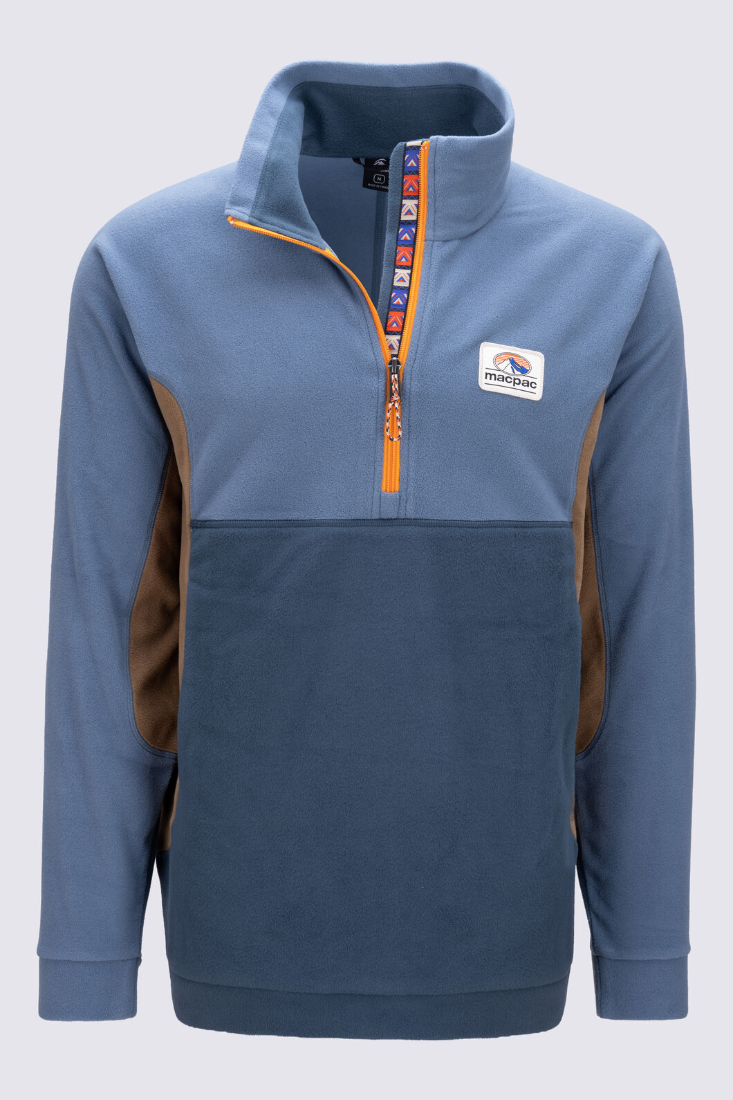 Macpac Men&rsquo;s Heritage Fleece Pullover, Bering Sea/Midnt Navy/Kangaroo, hi-res